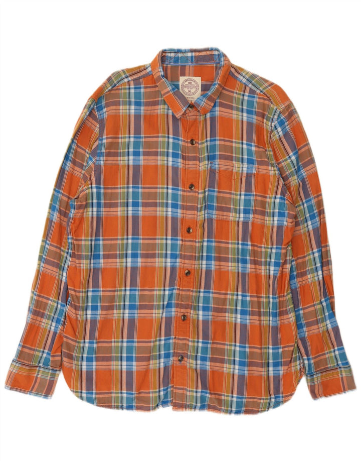 Fat Face Mens Flannel Shirt XL Orange Check Cotton