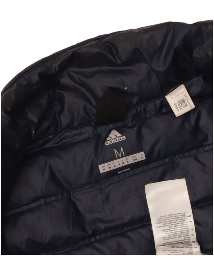ADIDAS Mens Padded Jacket UK 38 Medium Navy Blue Polyester