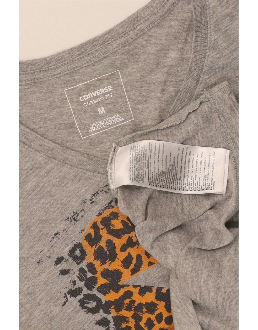Converse Womens Classic Fit Graphic T-Shirt Top UK 12 Medium Grey Flecked
