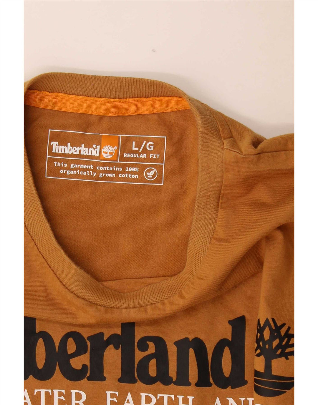 Timberland Mens Regular Fit Graphic Top Long Sleeve Large Brown Cotton