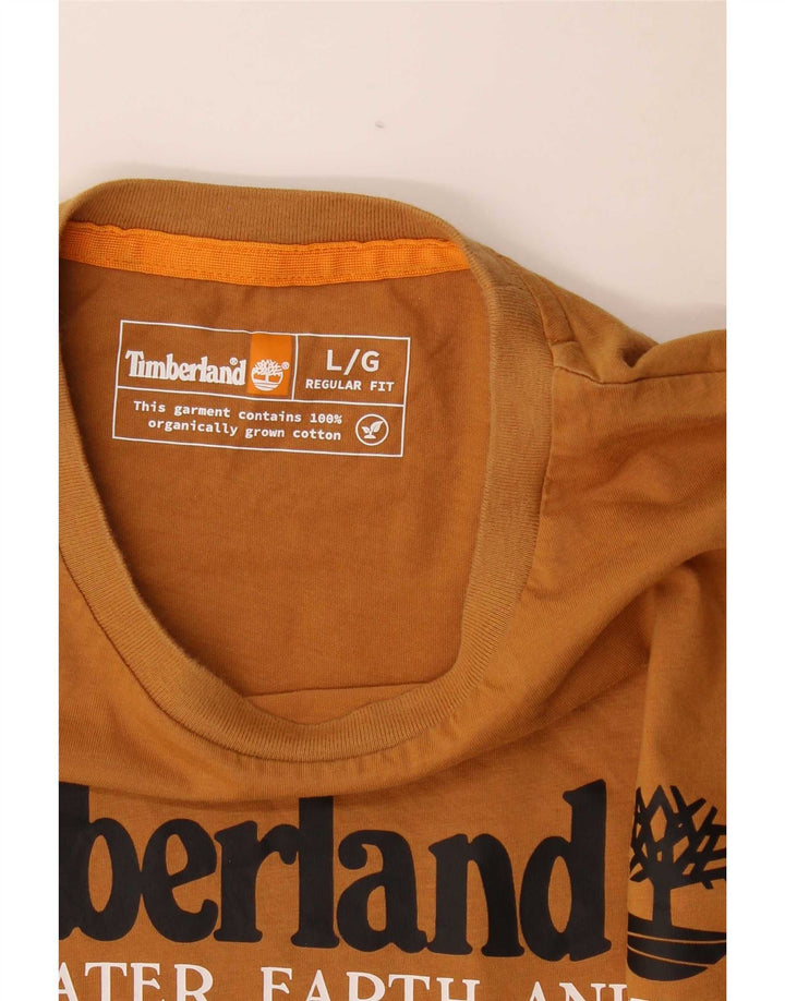 Timberland Mens Regular Fit Graphic Top Long Sleeve Large Brown Cotton
