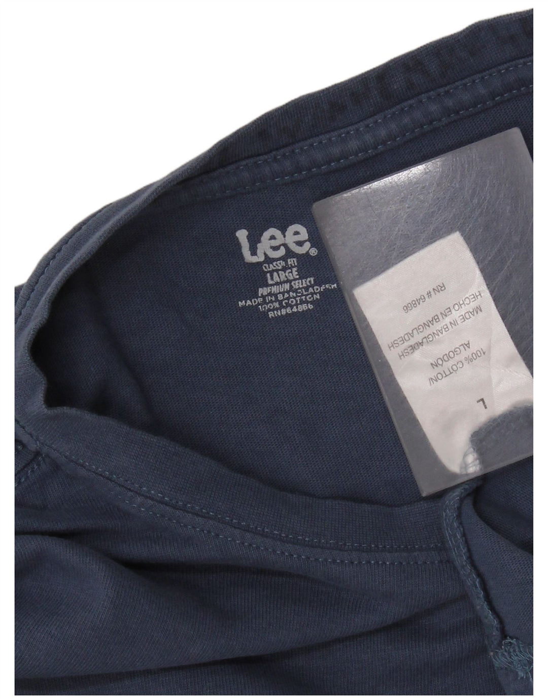Lee Womens Classic Fit Top Long Sleeve UK 16 Large Navy Blue Cotton