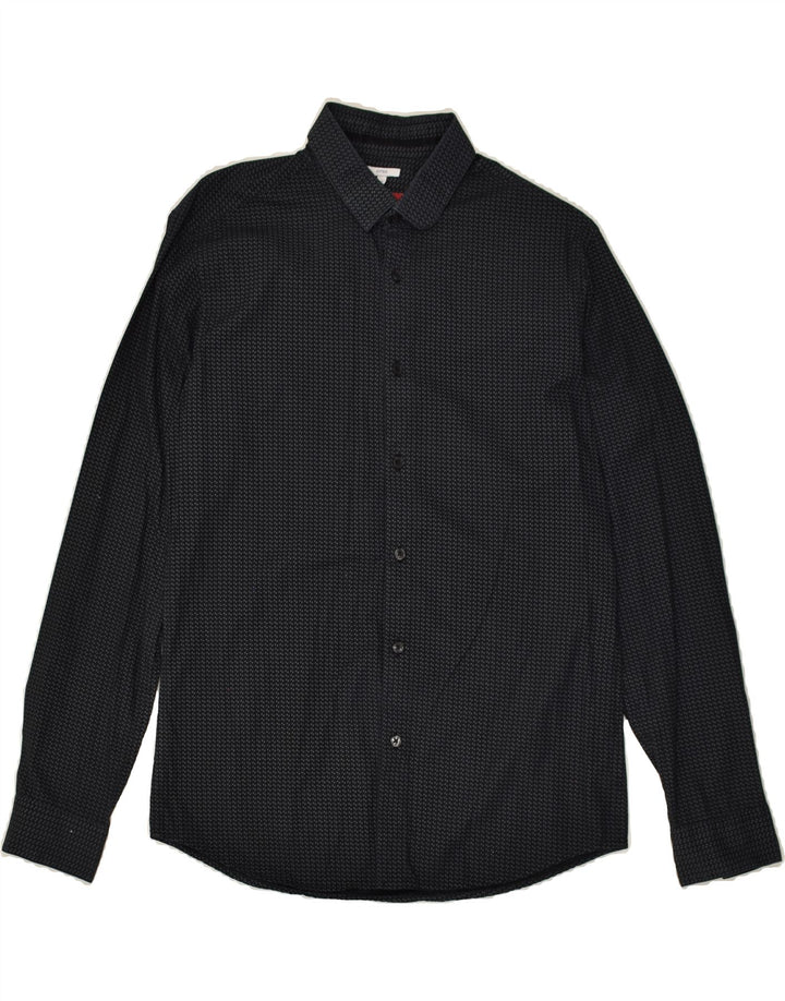 JULES Mens Fitted Abstract Pattern Shirt Medium Black Geometric Cotton | Vintage Jules | Thrift | Second-Hand Jules | Used Clothing | Messina Hembry 