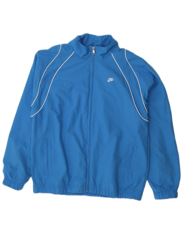 NIKE Mens Tracksuit Top Jacket UK 39/41 Medium Blue Polyester