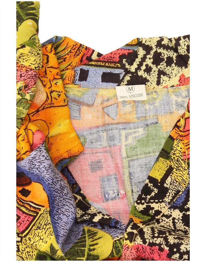 Vintage Mens Short Sleeve Shirt Medium Multicoloured Floral Tropical