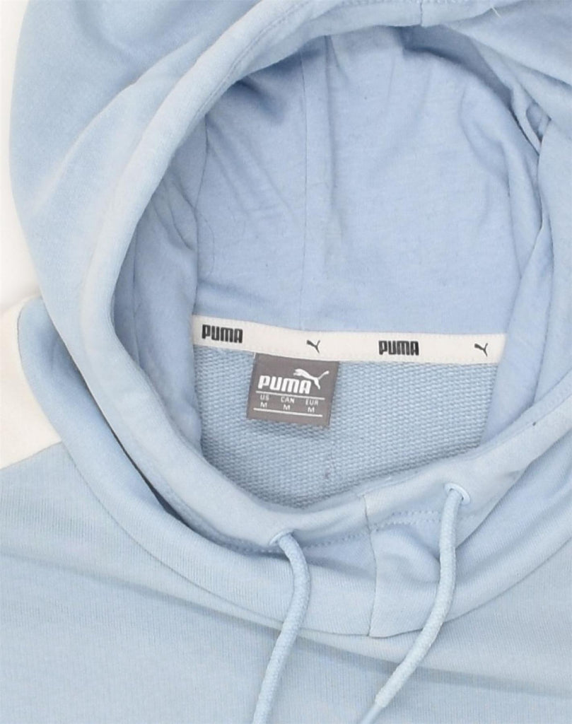 PUMA Womens Hoodie Jumper UK 14 Medium Blue Cotton | Vintage Puma | Thrift | Second-Hand Puma | Used Clothing | Messina Hembry 