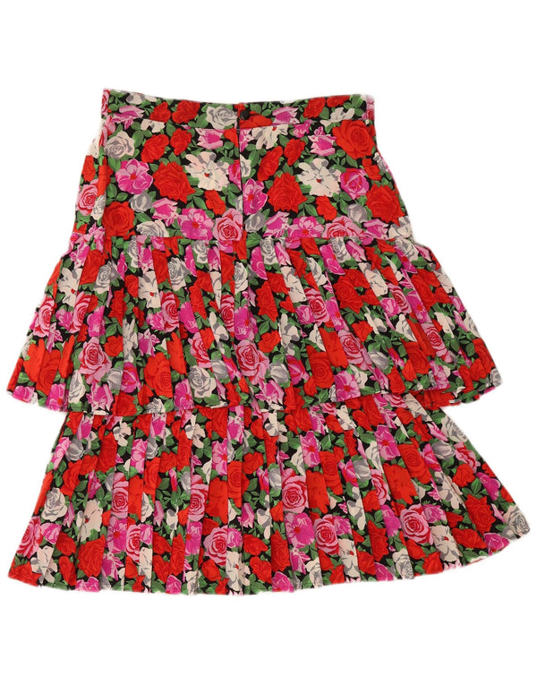 Vintage Womens Pleated Tiered Skirt IT 46 Large W31 Multicoloured Floral