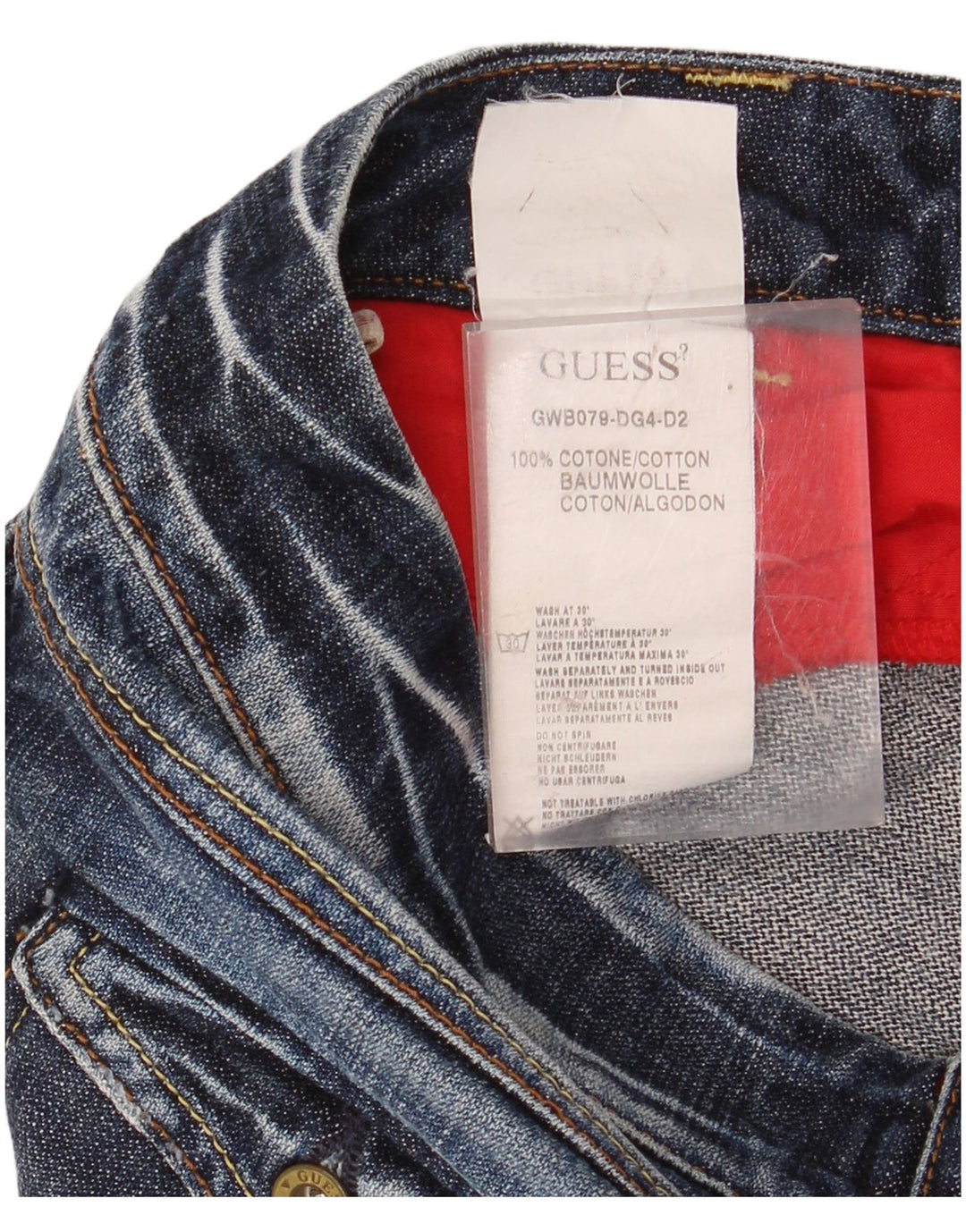 GUESS Womens Low Waist Denim Shorts W27 Small Blue Cotton