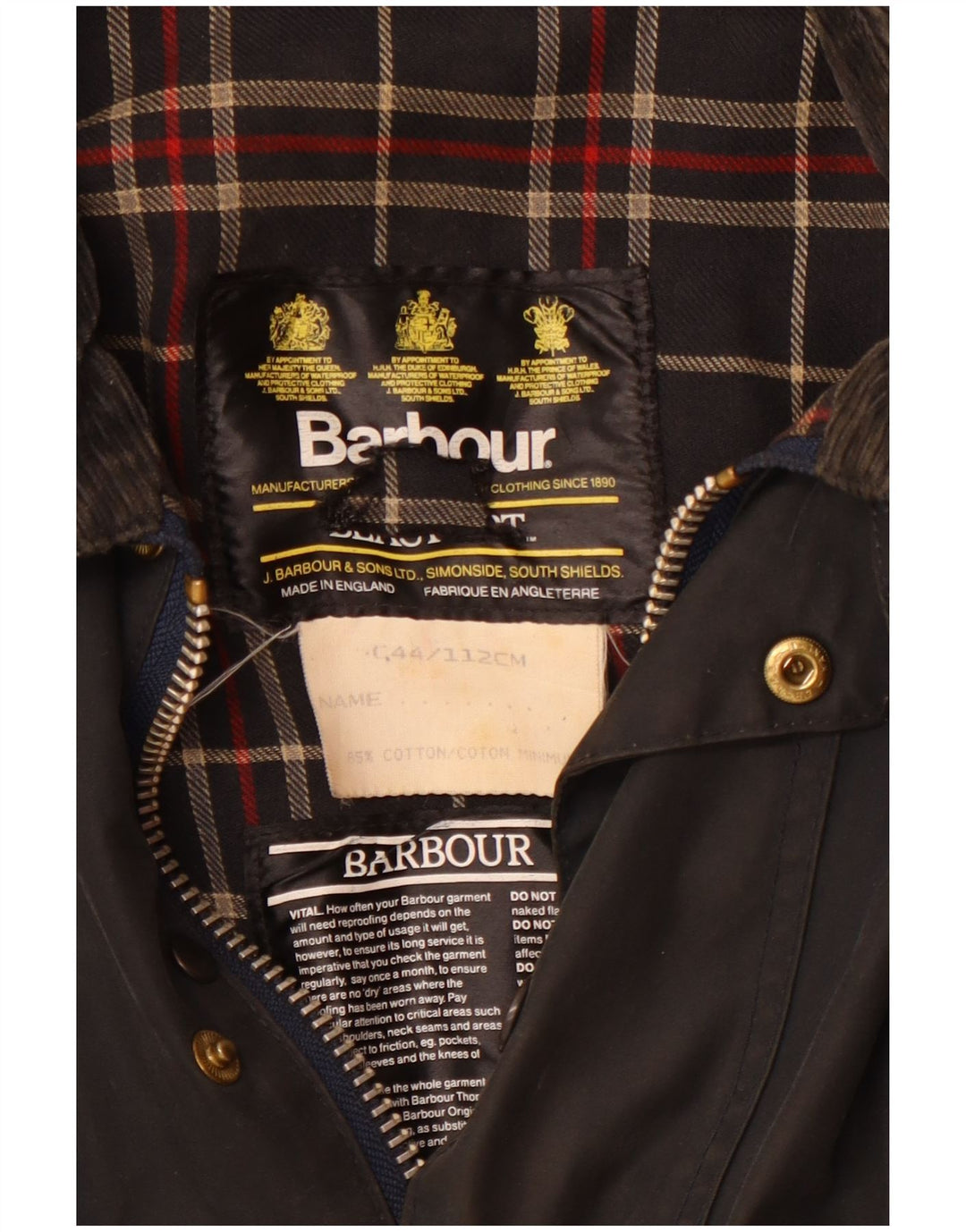 Barbour Mens Beaufort Waxed Cotton Jacket UK 44 Large Black Cotton