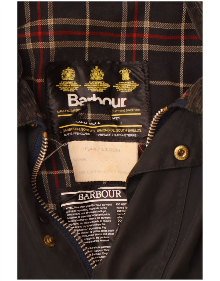 Barbour Mens Beaufort Waxed Cotton Jacket UK 44 Large Black Cotton