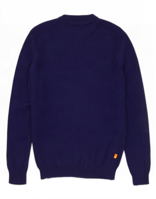 Timberland Mens Crew Neck Jumper Sweater Medium Navy Blue Merino Wool