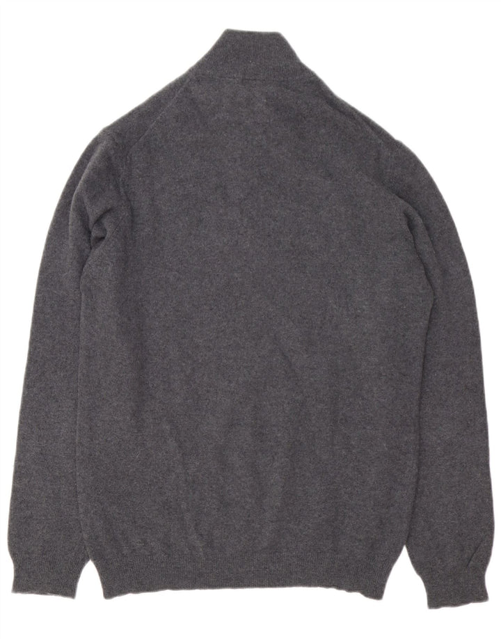 Timberland Mens Zip Neck Jumper Sweater Large Grey Merino Wool