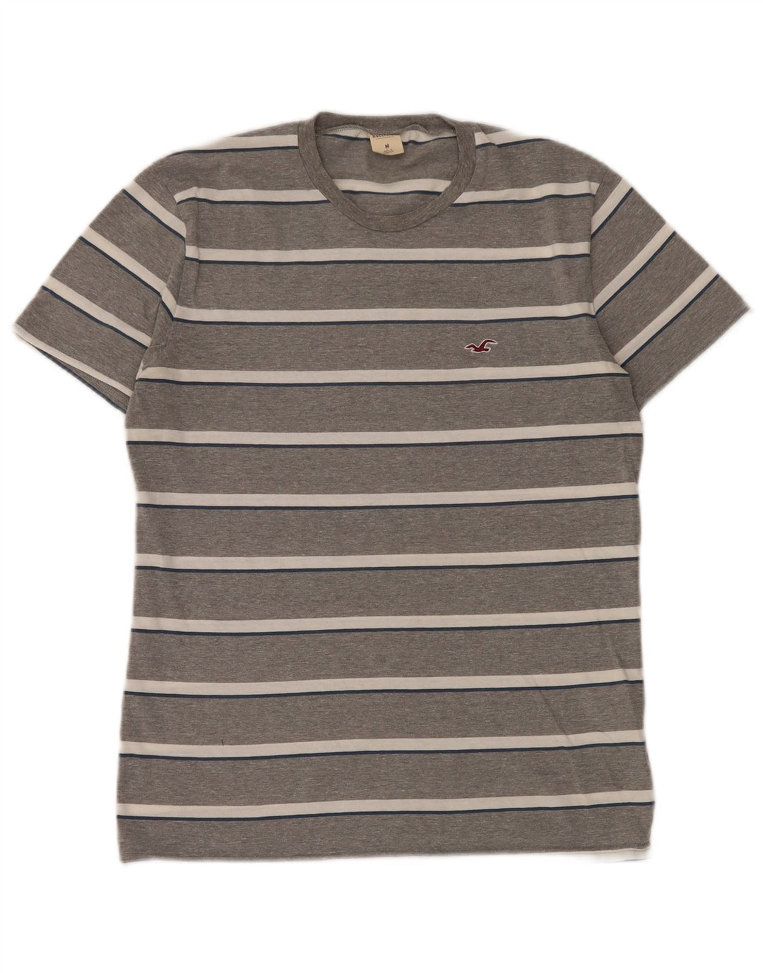 HOLLISTER Mens T-Shirt Top Medium Grey Striped Cotton