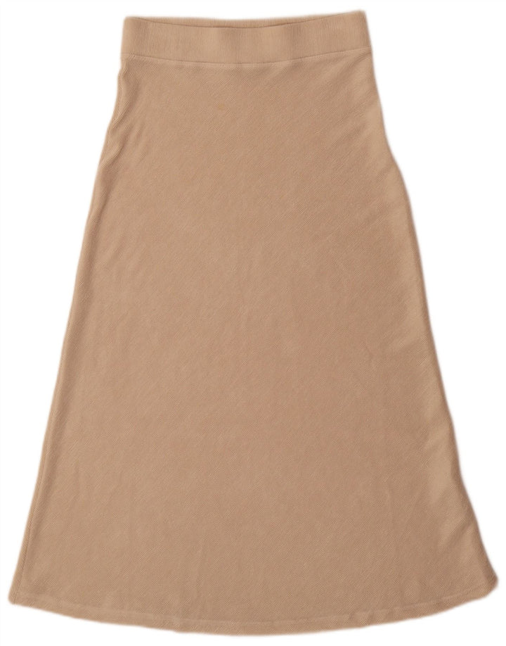 Zara Womens High Waist A-Line Skirt Medium W28  Beige Polyester