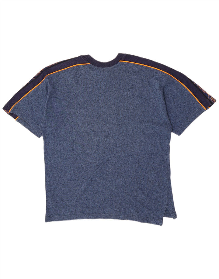 Asics Mens Graphic T-Shirt Top Medium Navy Blue Colourblock Cotton