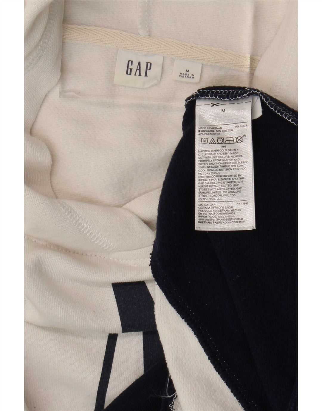 Gap Womens Graphic Oversized Hoodie Jumper UK 14 Medium White Colourblock