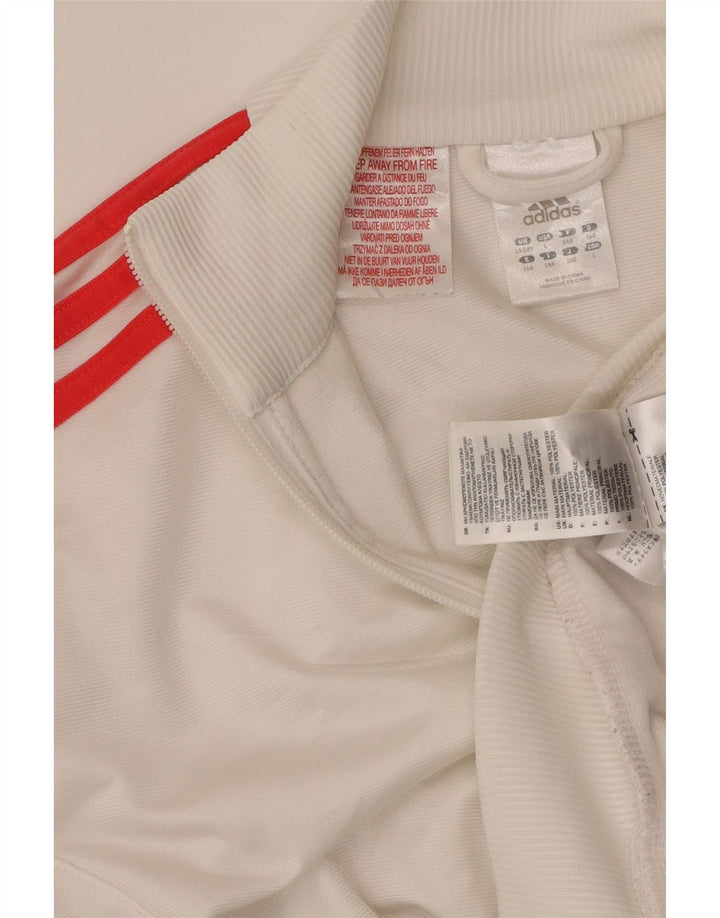 ADIDAS Boys Tracksuit Top Jacket 13-14 Years White Polyester