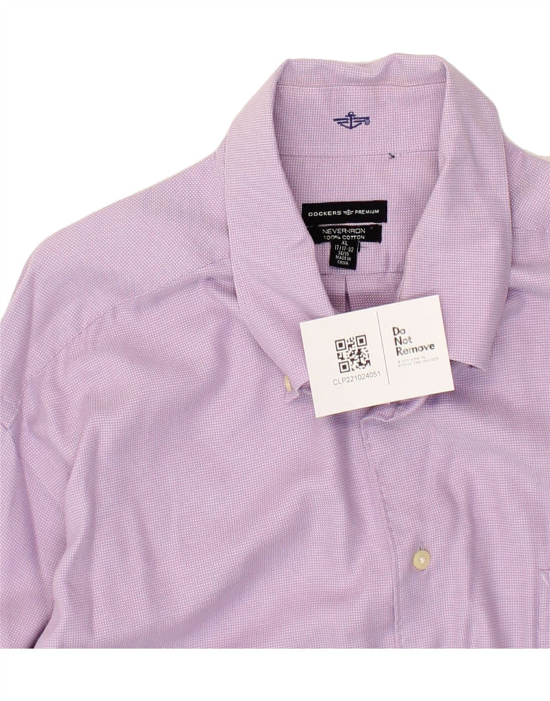DOCKERS Mens Shirt Size 17 1/2 XL Purple Check Cotton Vintage Dockers and Second-Hand Dockers from Messina Hembry 