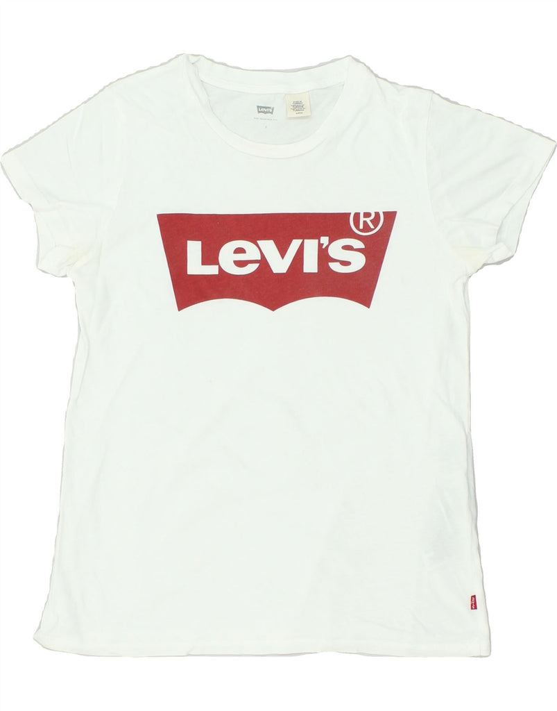 LEVI'S Womens Graphic T-Shirt Top UK 10 Small White Cotton | Vintage Levi's | Thrift | Second-Hand Levi's | Used Clothing | Messina Hembry 