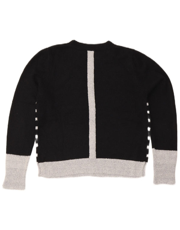 Oasis Womens Crew Neck Jumper Sweater UK 14 Medium Black Striped Acrylic