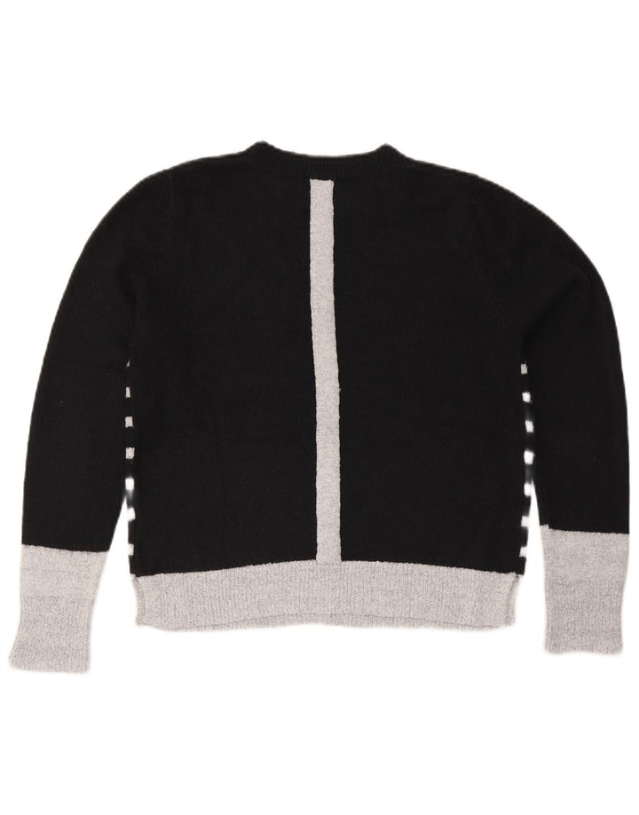 Oasis Womens Crew Neck Jumper Sweater UK 14 Medium Black Striped Acrylic