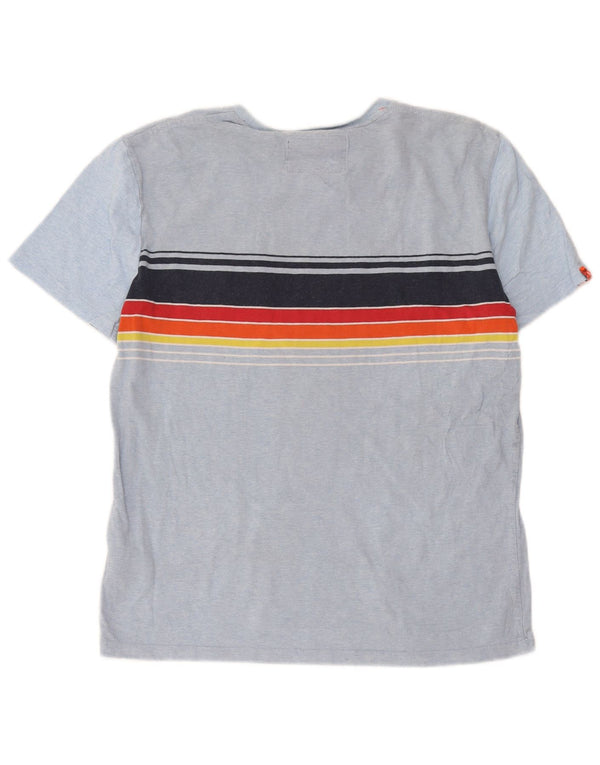 Superdry Mens T-Shirt Top Medium Blue Striped Cotton