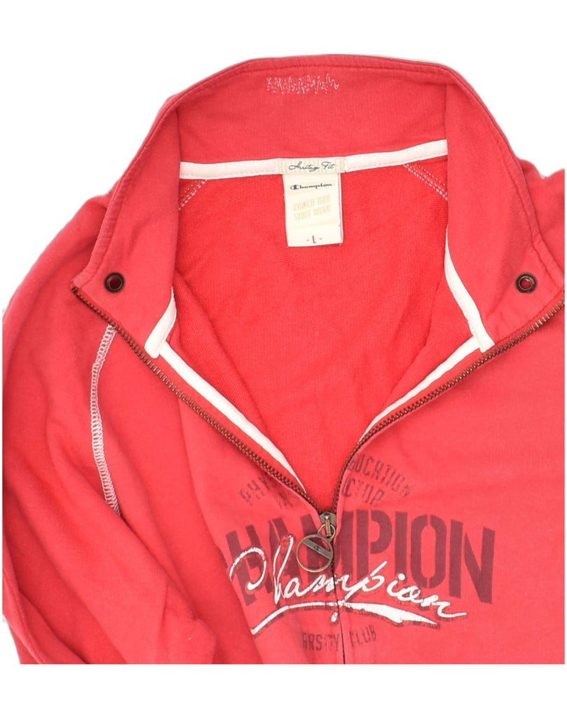 CHAMPION Womens Graphic Tracksuit Top Jacket UK 16 Large Red Cotton | Vintage Champion | Thrift | Second-Hand Champion | Used Clothing | Messina Hembry 