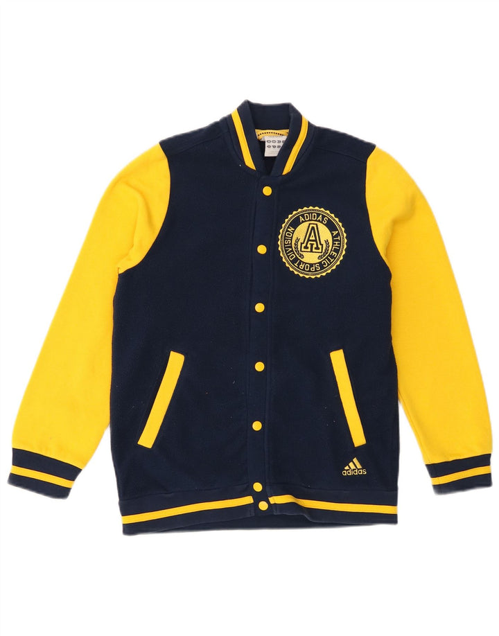 Adidas Boys Graphic Fleece Jacket 9-10 Years Navy Blue Colourblock