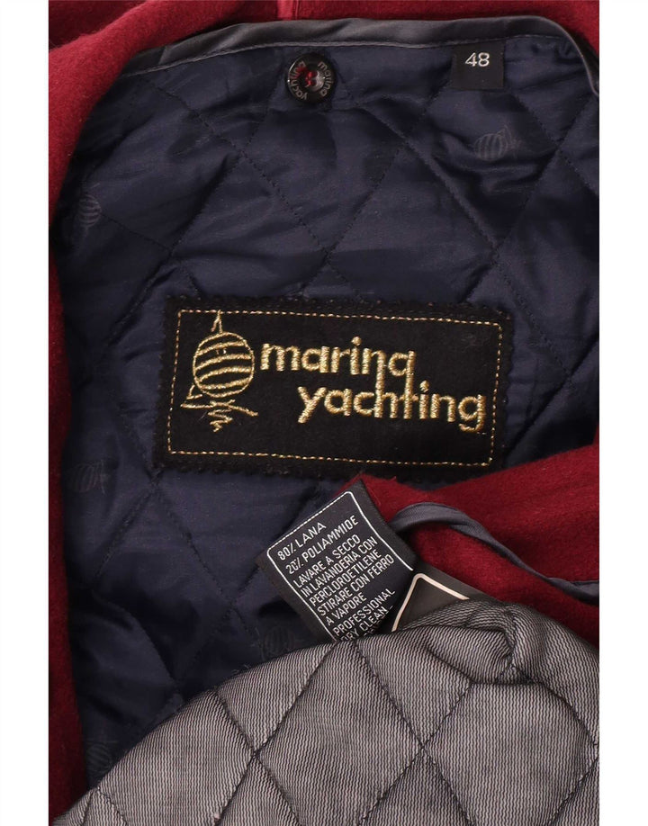 Marina Yachting Mens Hooded Loose Fit Duffle Coat IT 48 Medium Maroon Wool