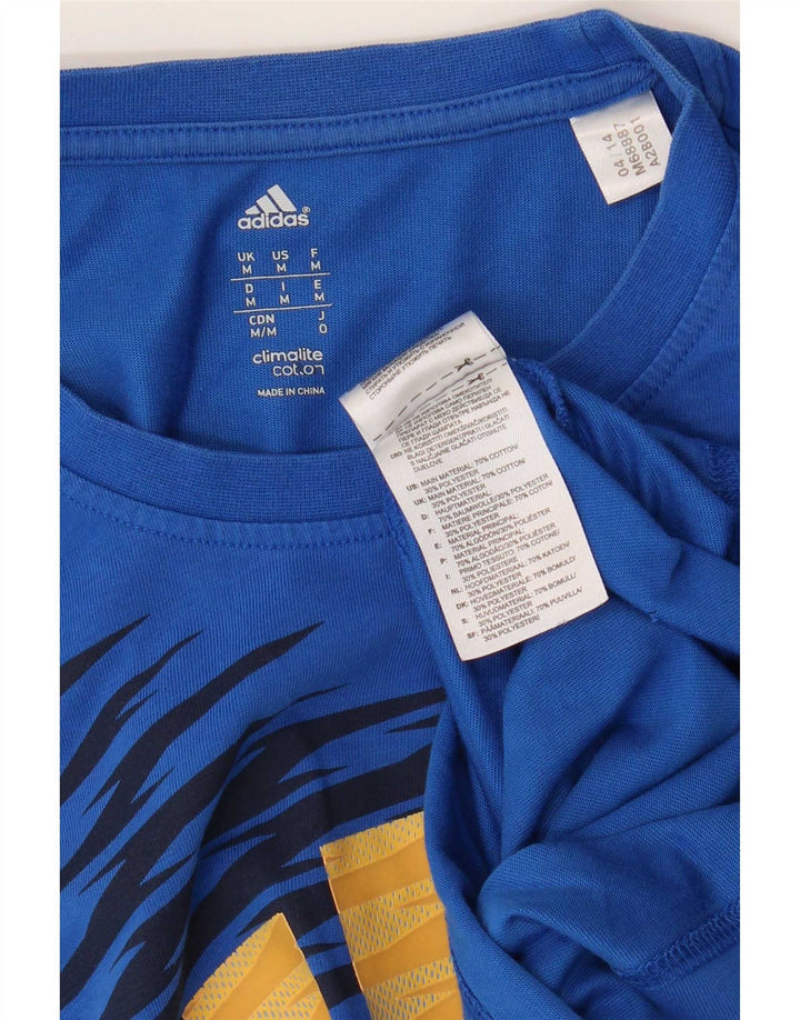 Adidas Mens Climalite Graphic T-Shirt Top Medium Blue Cotton