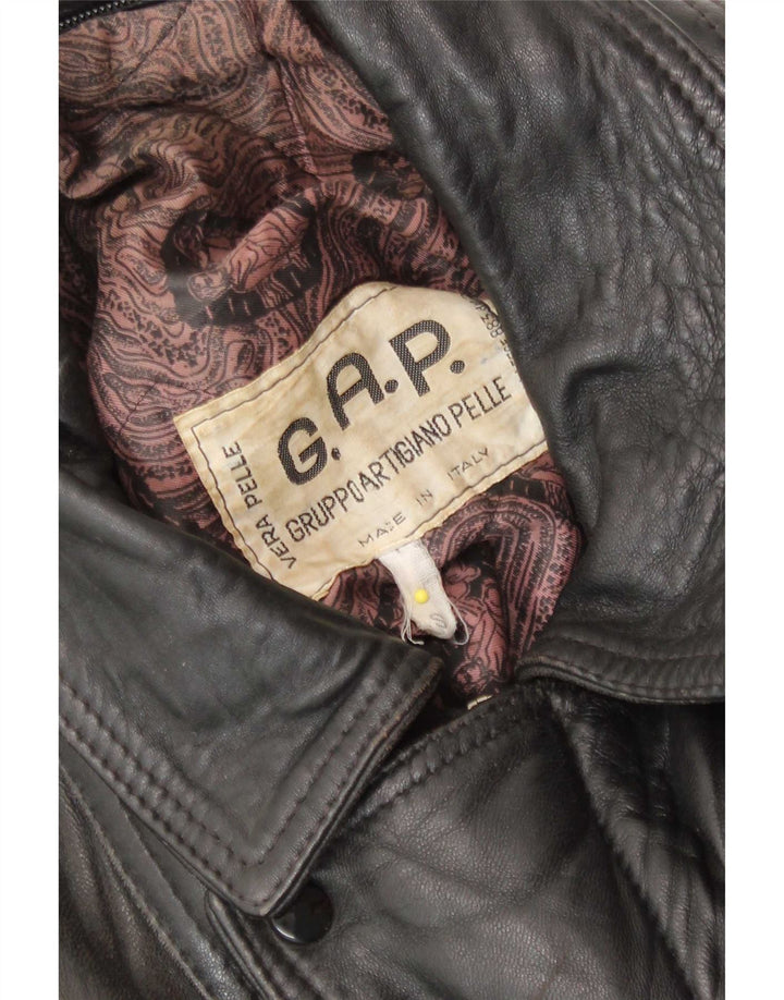 Vintage Mens Leather Jacket UK 36 Small Brown Leather