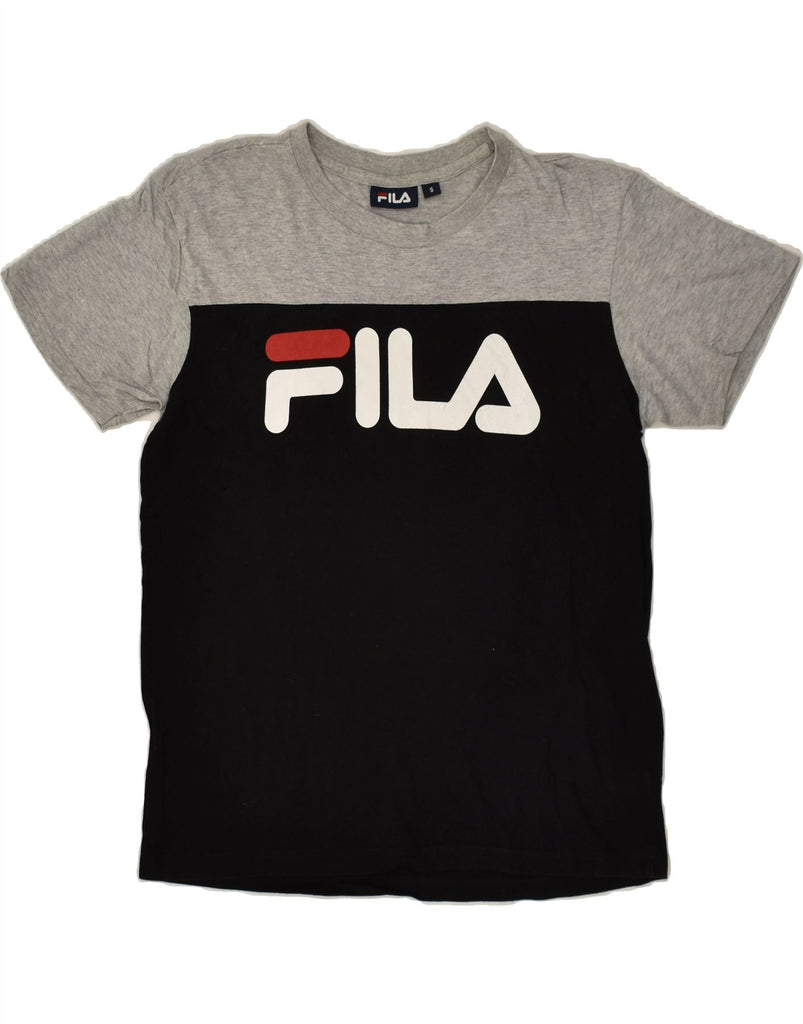 FILA Mens Graphic T-Shirt Top Small Black Colourblock Cotton | Vintage Fila | Thrift | Second-Hand Fila | Used Clothing | Messina Hembry 