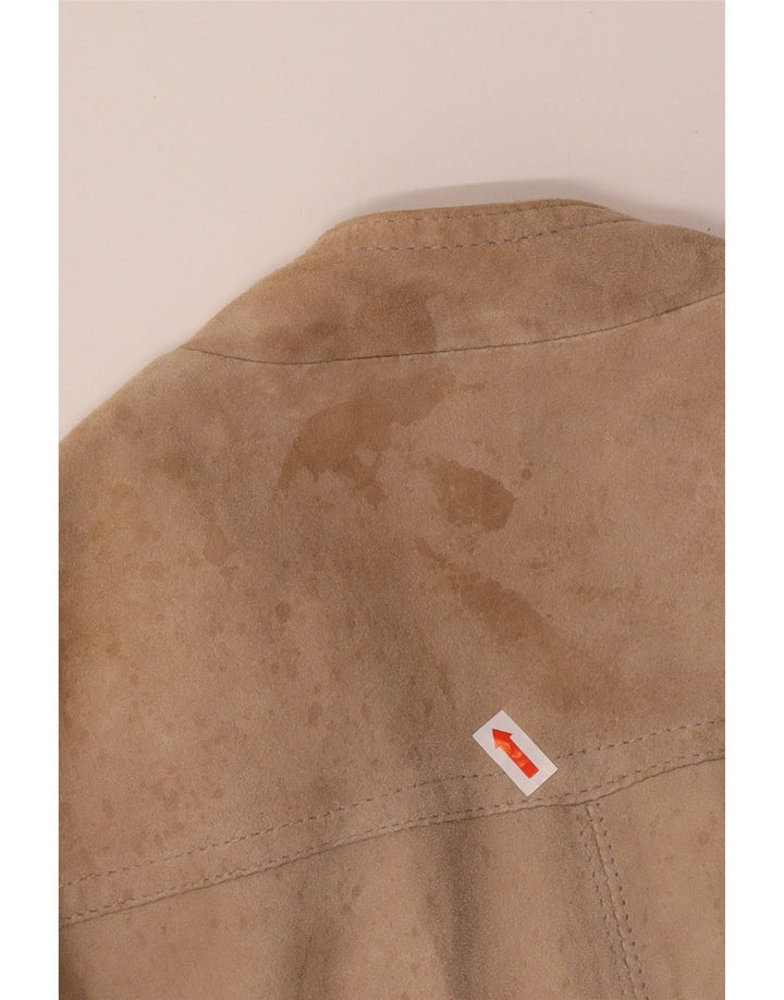 KOCCA Womens Crop Suede Jacket UK 10 Small Beige Leather