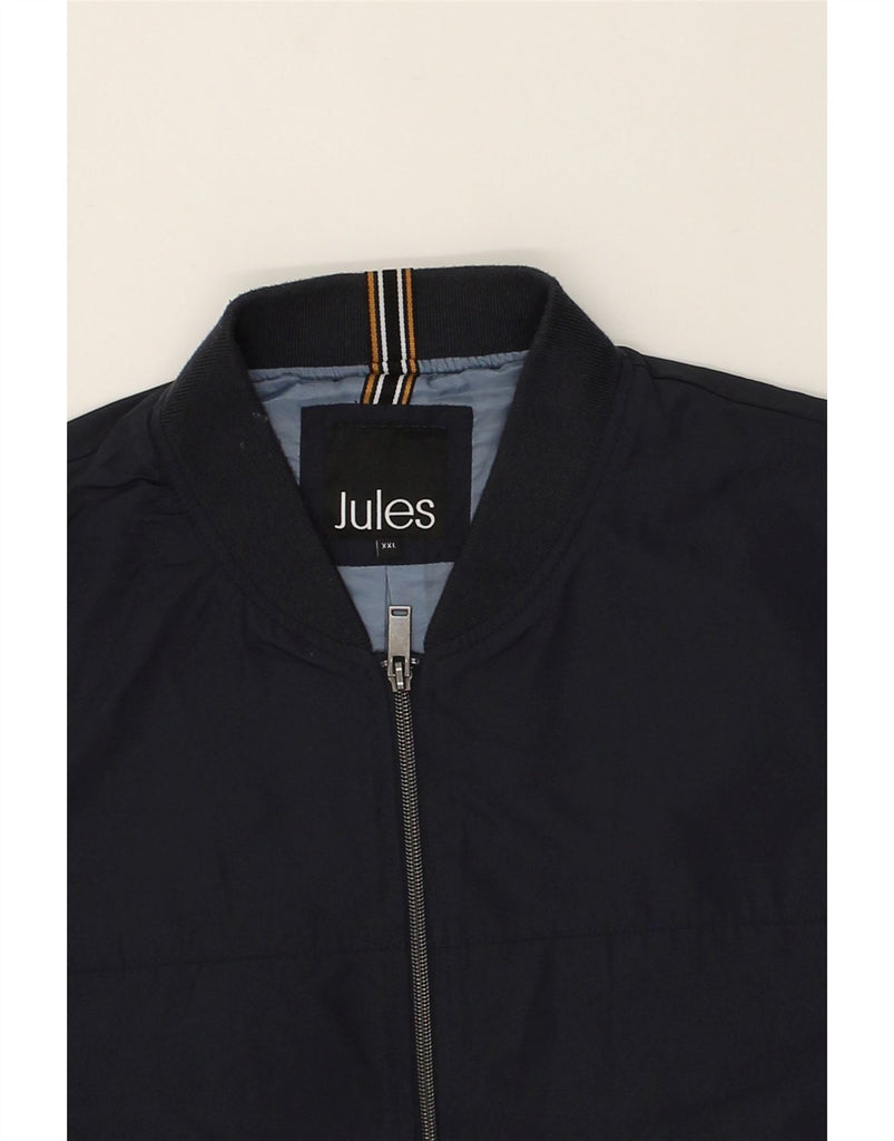 JULES Mens Bomber Jacket UK 44 2XL Navy Blue Polyester | Vintage Jules | Thrift | Second-Hand Jules | Used Clothing | Messina Hembry 