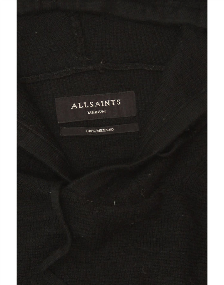 All Saints Mens Hooded Jumper Sweater Medium Black Merino Wool