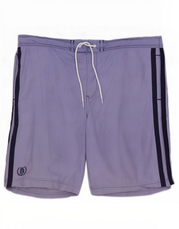 Marks & Spencer Mens Swimming Shorts 2XL Purple Striped Cotton