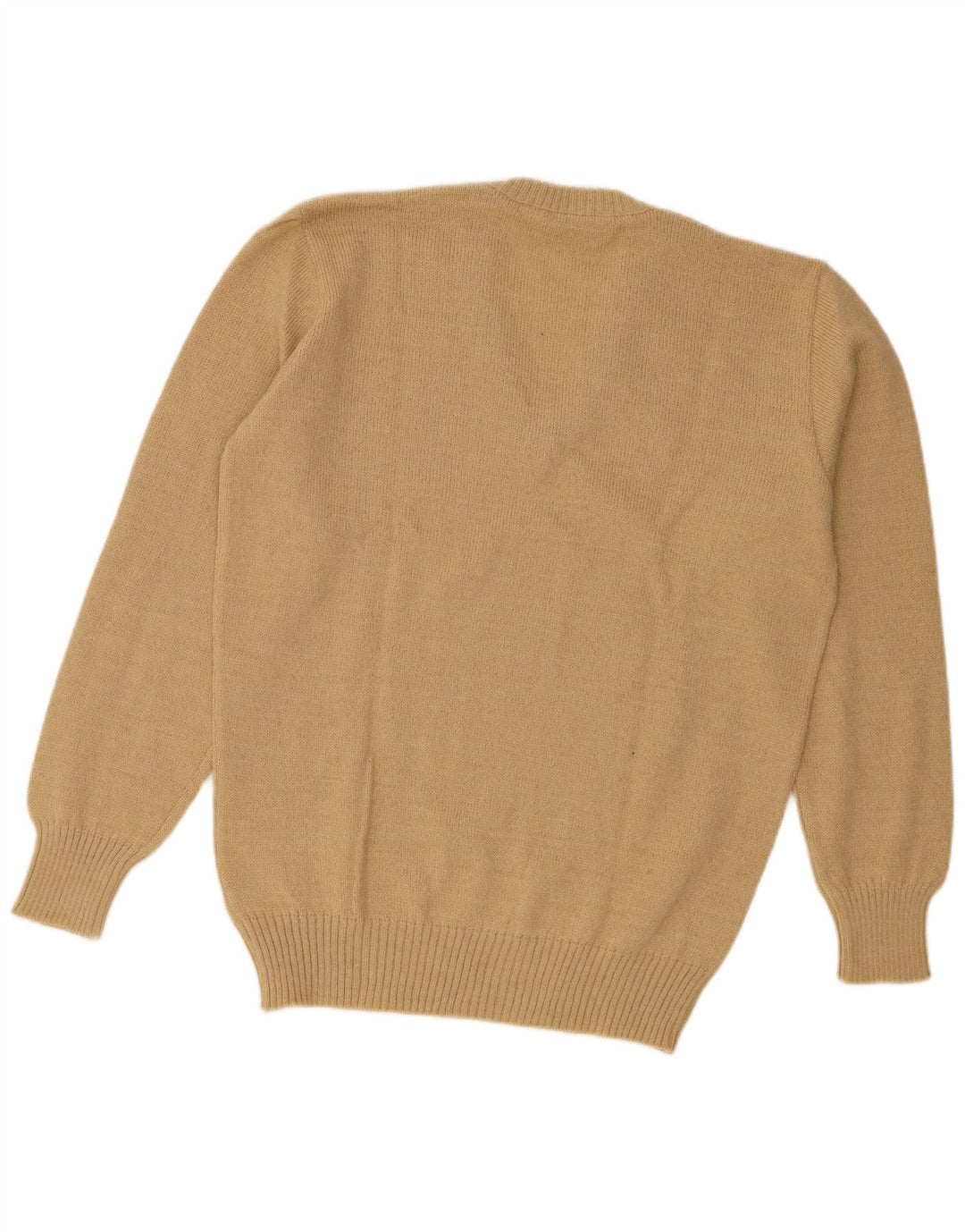 Ambassador Mens V-Neck Jumper Sweater Medium Beige Alpaca Wool