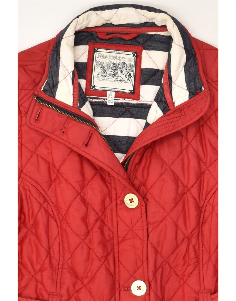 TOM JOULE Womens Quilted Jacket UK 14 Medium Red Polyester | Vintage Tom Joule | Thrift | Second-Hand Tom Joule | Used Clothing | Messina Hembry 