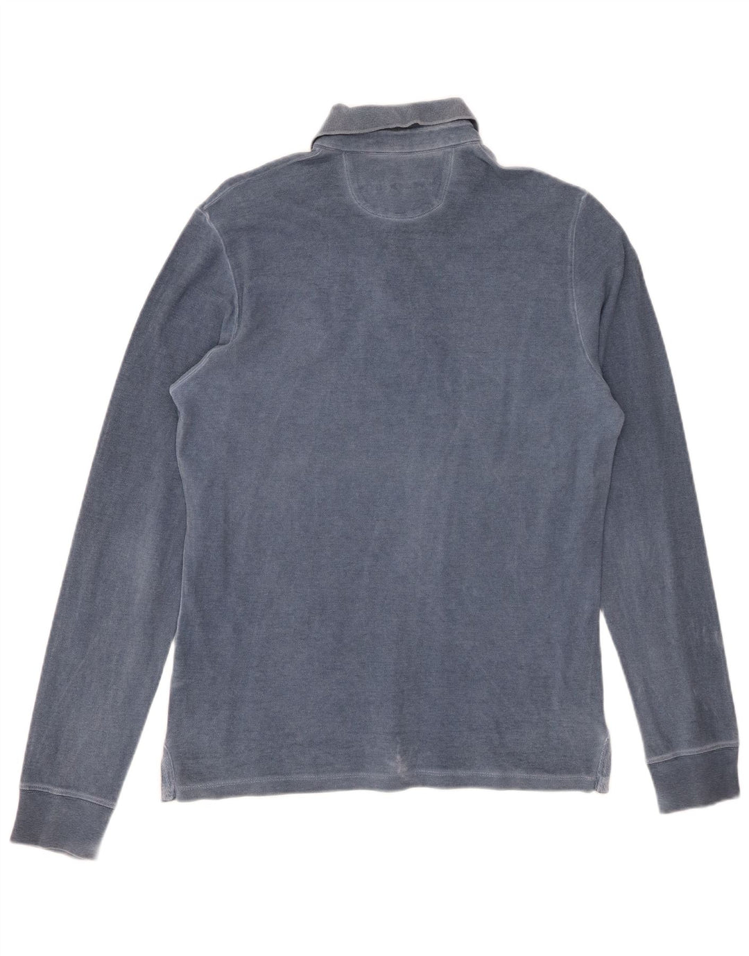 SUNDEK Mens Long Sleeve Polo Shirt Small Blue Cotton
