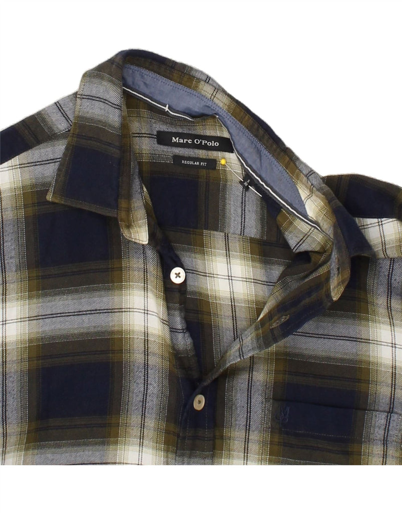 MARC O'POLO Mens Flannel Shirt Size 38 Small Navy Blue Check Cotton Vintage Marc O'Polo and Second-Hand Marc O'Polo from Messina Hembry 