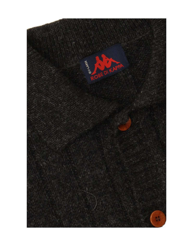 KAPPA Mens Cardigan Sweater XL Grey Wool Vintage Kappa and Second-Hand Kappa from Messina Hembry 