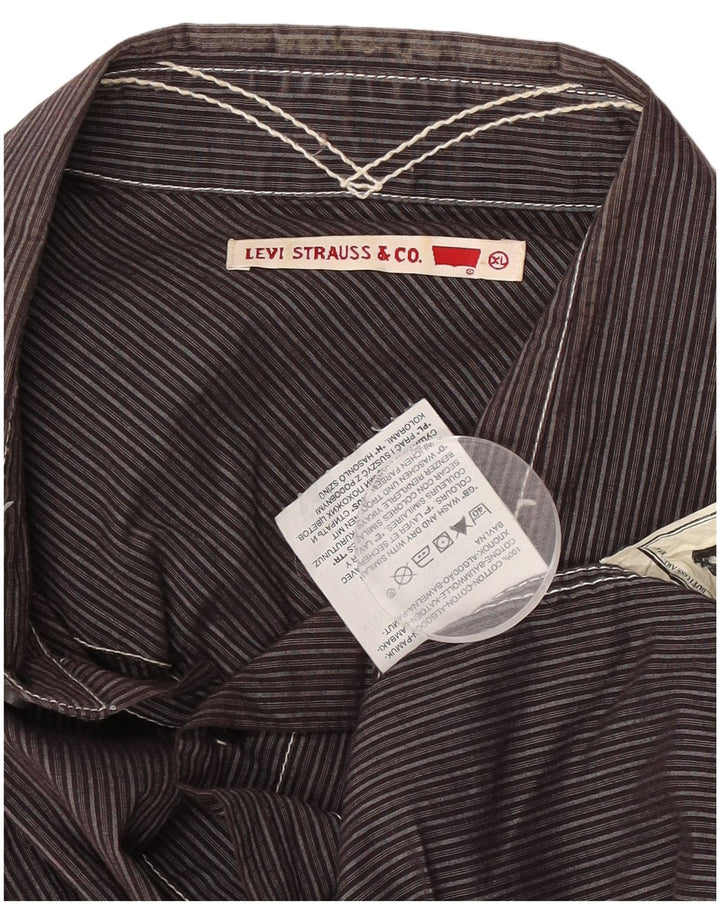 Levi's Mens Shirt XL Brown Pinstripe Cotton