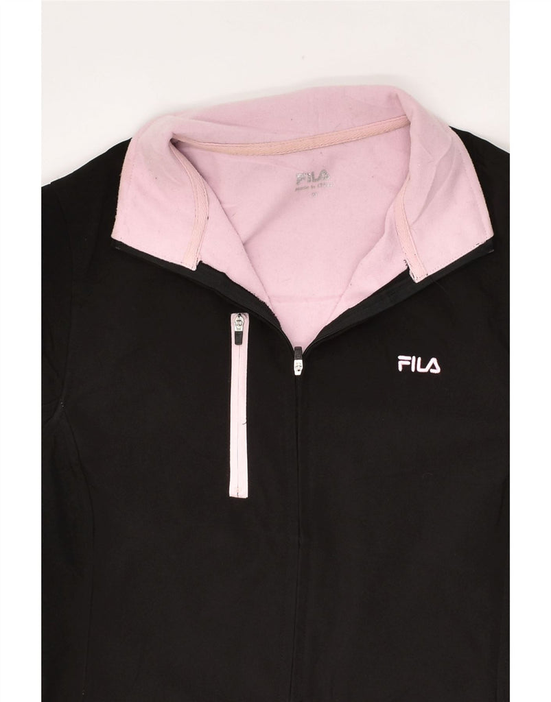 FILA Womens Tracksuit Top Jacket UK 14 Medium Black Polyester | Vintage Fila | Thrift | Second-Hand Fila | Used Clothing | Messina Hembry 