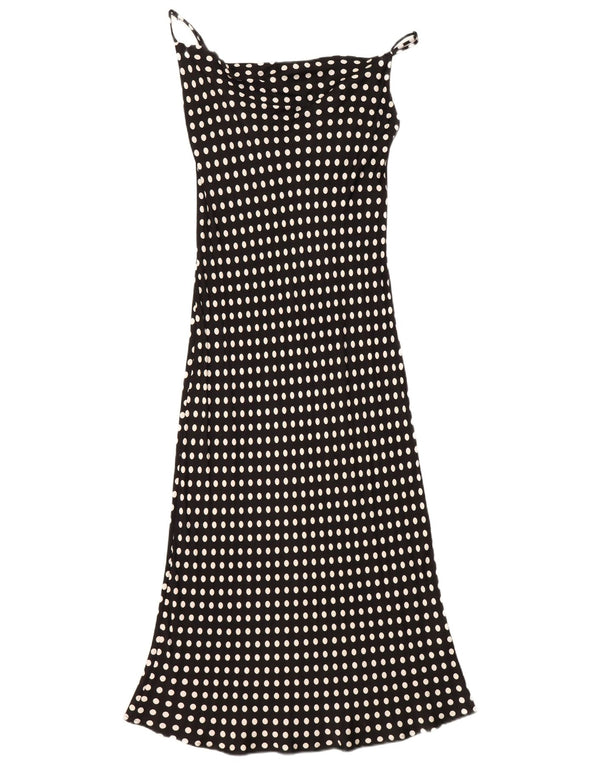 Zara Womens Maxi Slip Dress UK 6 XS Black Polka Dot Viscose