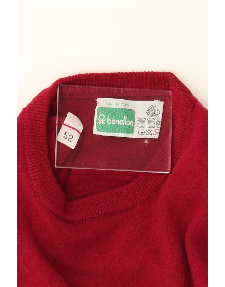 BENETTON Mens Crew Neck Jumper Sweater IT 52 Large Red Wool Vintage Benetton and Second-Hand Benetton from Messina Hembry 