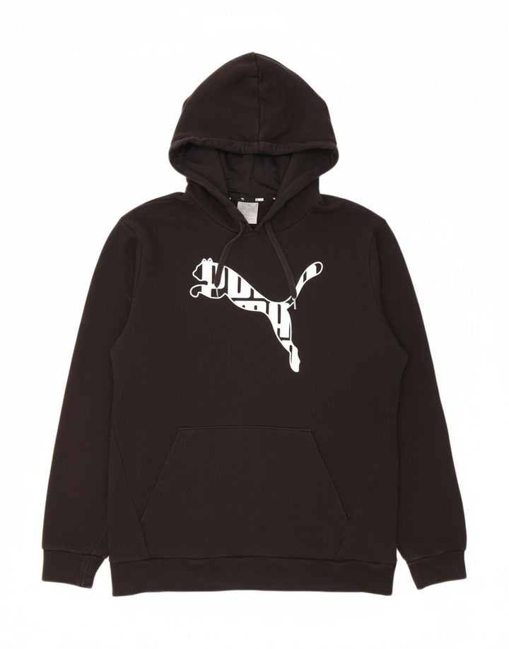 PUMA Mens Graphic Hoodie Jumper Medium Black Cotton Vintage Puma and Second-Hand Puma from Messina Hembry 