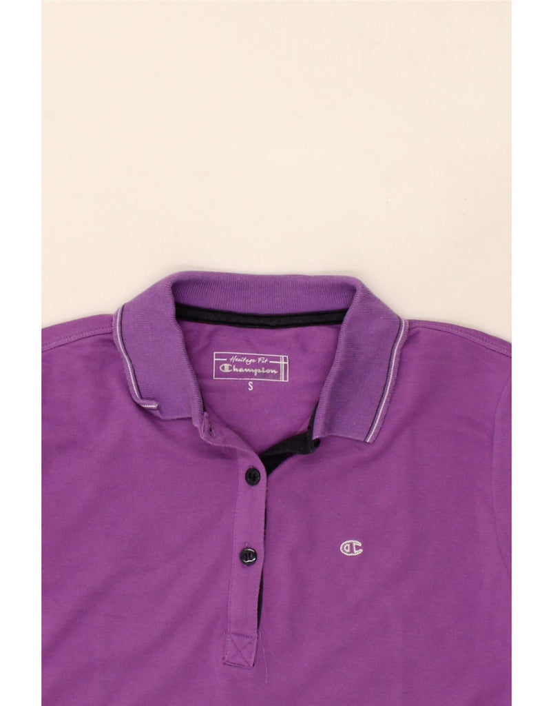 CHAMPION Womens Heritage Fit Polo Shirt UK 10 Small Purple Cotton Vintage Champion and Second-Hand Champion from Messina Hembry 