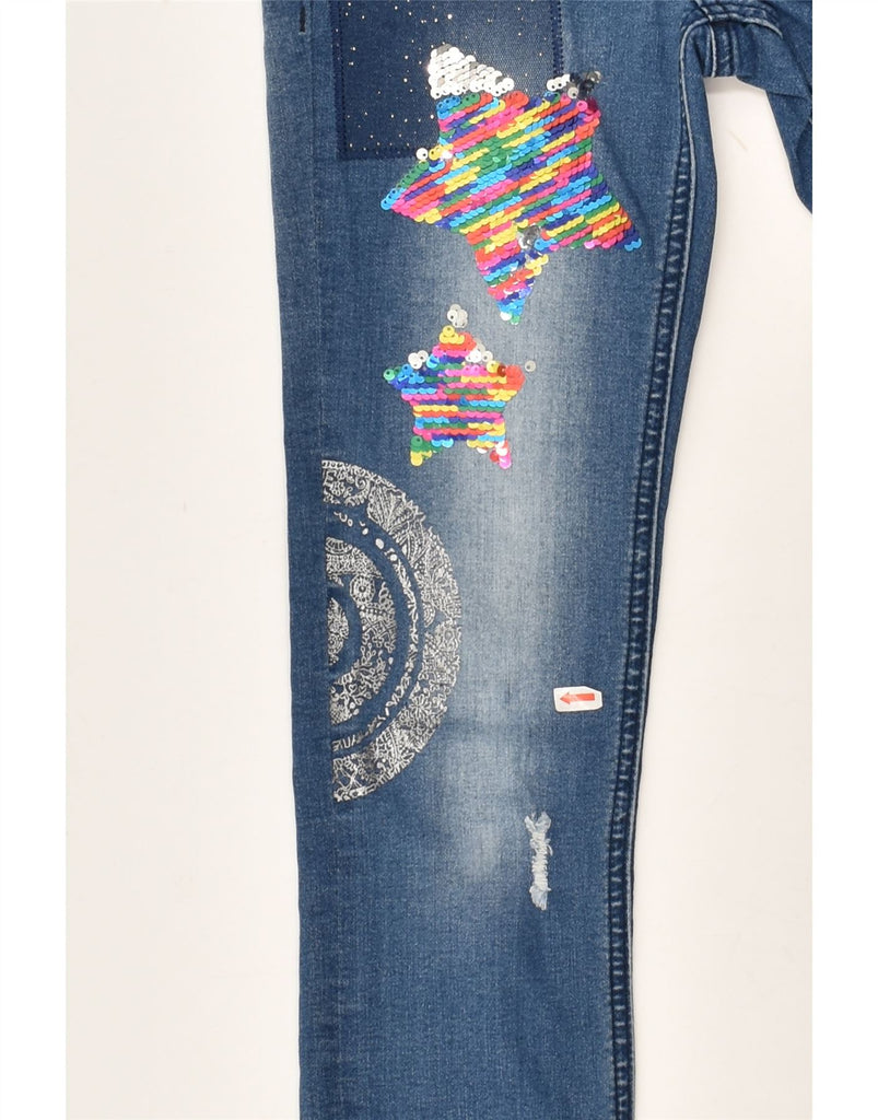 DESIGUAL Girls Slim Jeans 9-10 Years W22 L24  Blue Patchwork Cotton | Vintage Desigual | Thrift | Second-Hand Desigual | Used Clothing | Messina Hembry 