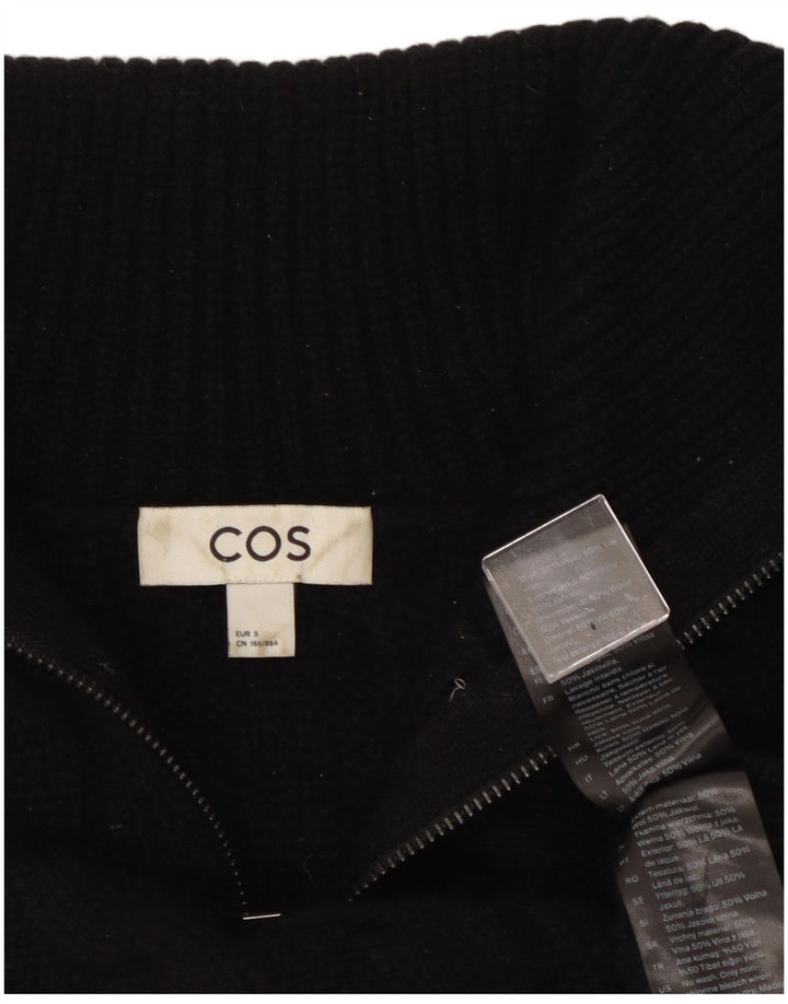 Cos Womens Crop Oversized Cardigan Sweater UK 10 Small Black Wool