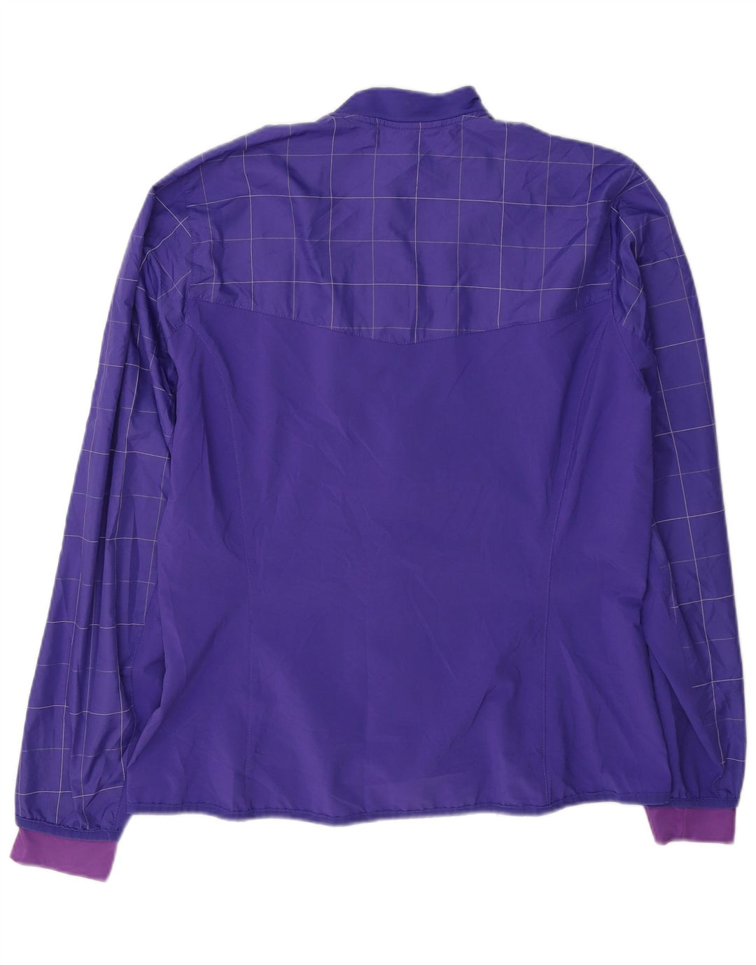 Adidas Womens Tracksuit Top Jacket UK 16 Large Purple Check Polyester